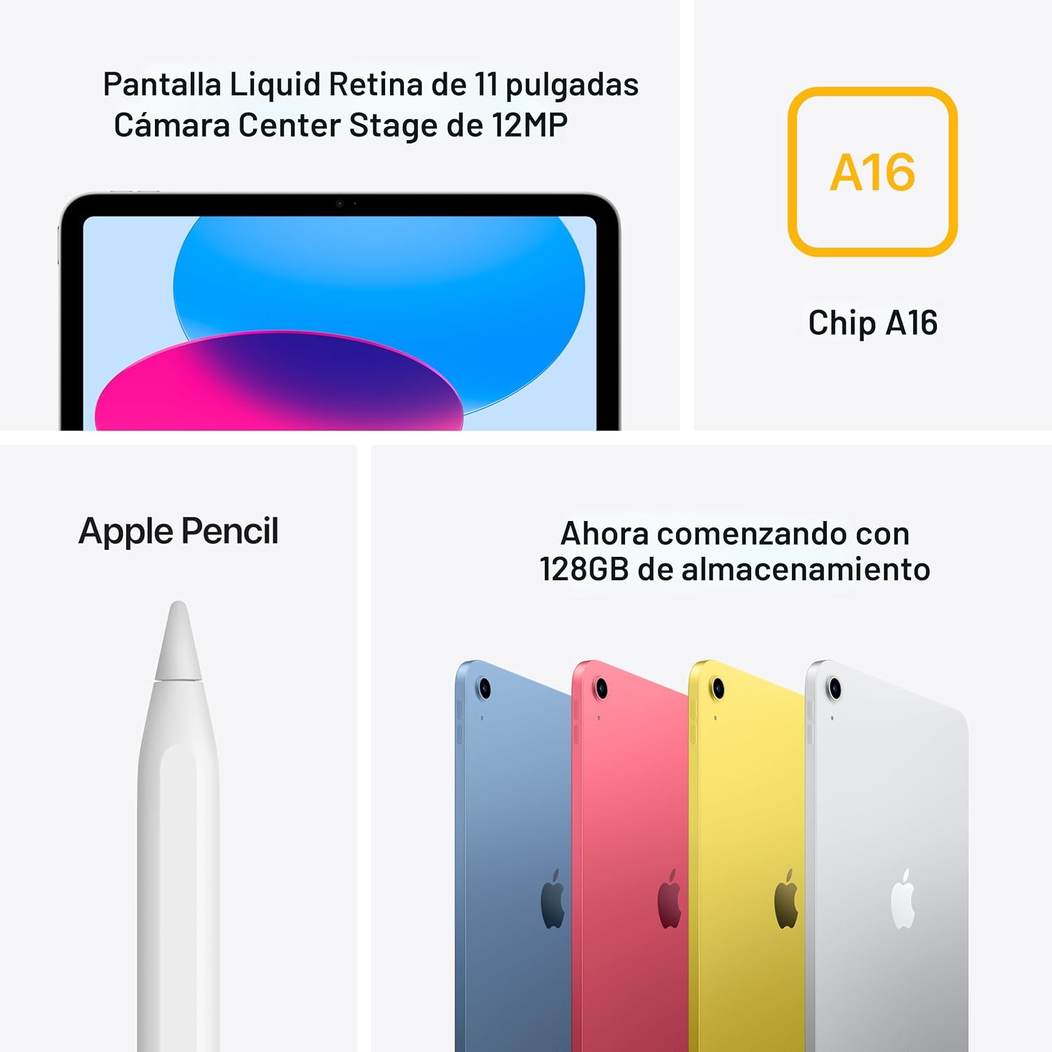 Apple iPad de 11 pulgadas - Chip A16, Pantalla Liquid Retina, 128GB