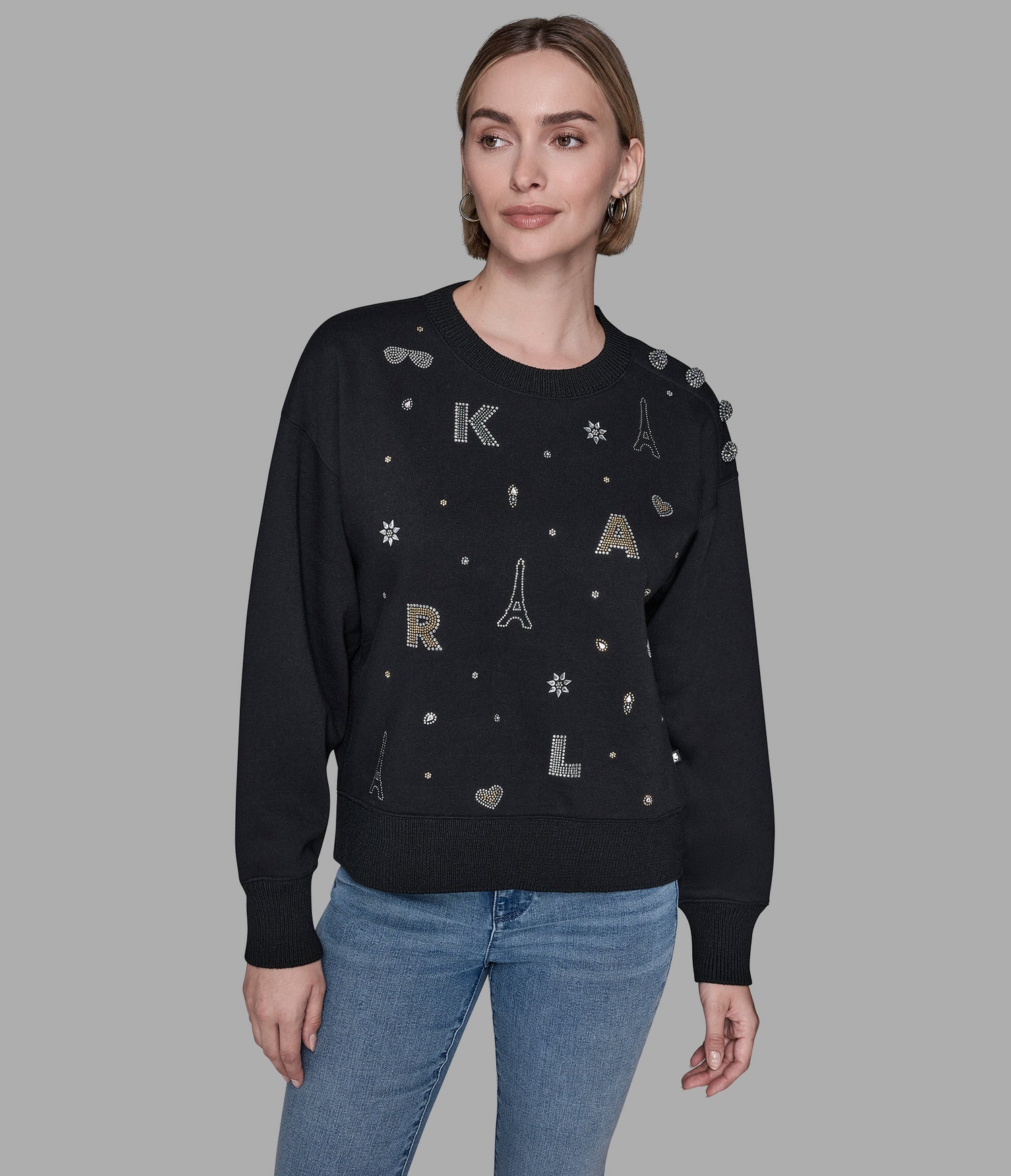 Buso negro de apliques karl lagerfeld